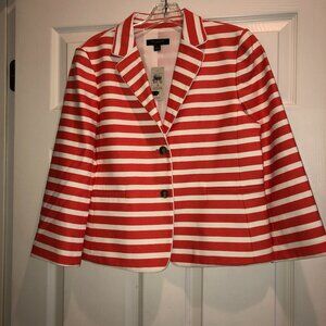 NEW WITH TAGS ANN TAYLOR ORANGE & WHITE STRIPE LINED JACKET WITH 2 FRONT POCKETS